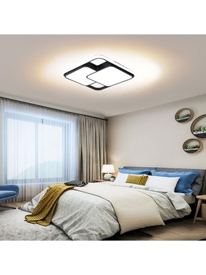 Catluz 50X50CM Siyah Kare Içi Çift Kare LED Tavan Lambası,avize,modern Aydınlatma,3 Işık Rengi,kumandalı