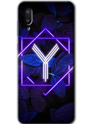 Gramaphone Galaxy A02 Kılıf Hd Desen Baskılı Arka Kapak - Dark Neon Yaprak Y Harfi