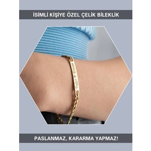 Sahi Aksesuar Kişiye Özel Isimli Yetişkin Çelik Bileklik Ayarlanabilir CB061