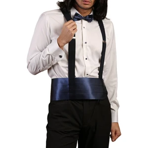 Krem Lacivert Taş Düğmeli Damatlık Ata Yaka Kol Düğmeli Slim Fit Smokin Gömlek - 009