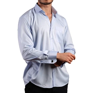 Mavi Büyük Beden Rahat Kesim Micro Kumaş Kol Düğmeli Regular Fit Erkek Gömlek - 190-4