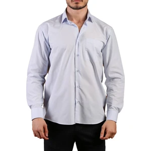Açık Mavi Büyük Beden Rahat Kesim Cepli Uzun Kol Regular Fit Erkek Gömlek  - 150-3