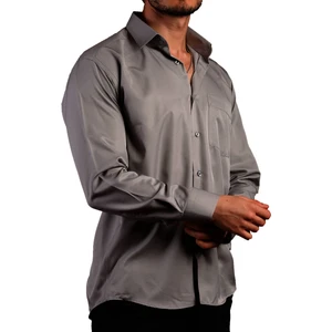Koyu Gri Rahat Kesim Micro Kumaş Kol Düğmeli Regular Fit Erkek Gömlek - 190-7