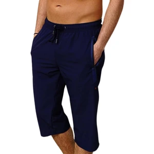 Miami Beach Lacivert Diz Altı Uzun Model Su Itici Özellikli Likralı Esnek Kumaş Erkek Plaj Deniz Kapri Şort - 941-LACIVERT