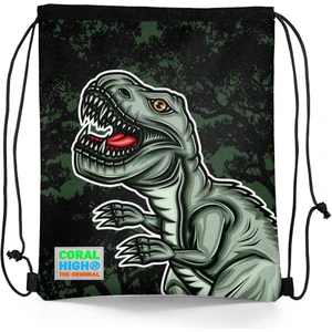 Coral High Kids Koyu Yeşil Siyah Dinozor Desenli Ipli Büzgülü Sırt Çantası 22475