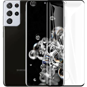 Samsung Galaxy S21 Ultra ile Uyumlu Şeffaf Esnek Kavisli Ekranı Tam Kaplayan Pet Ekran Koruyucu
