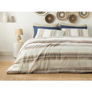 English Home Aquatic Te x ture Ipliği Boyalı Tek Kişilik Nevresım Takımı 160 x 220 cm Lacivert - Bej