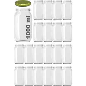 1000 cc Kavanoz Metal Gold Konserve Kapaklı 1000 ml Şeffaf Paşabahçe Kavanoz 20 Adet