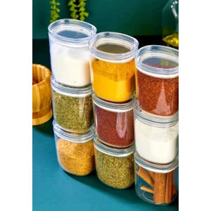 Fbz Home 9'lu Kaşıklı Lüx Baharat Takımı Mika Kavanoz Saklama Kabı 400 ml