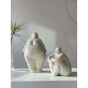 Ev Dekor Dekoratif Ikili Gri Fat Lady Iskandinav Heykel Biblo Biblo Büst  Aksesuar