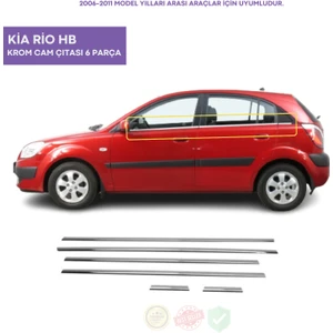 Bay Art Decor Kia Rio Hb Kasa Krom Cam Çıtası 6 Parça 2006-2011 Arası Paslanmaz Çelik
