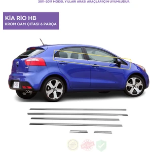 Bay Art Decor Kia Rio Hb Kasa Krom Cam Çıtası 6 Parça 2011-2017 Arası Paslanmaz Çelik