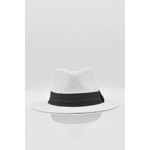 Erkek Hasır Plaj Şapkası Yazlık Fötr - Beyaz