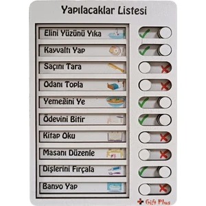 Ahşap Yapılacaklar Listesi-Günlük Rutin Listesi-Kontrol Listesi-Eğitici Oyuncak