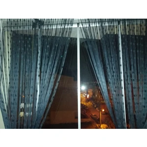 Akça Tekstil Küçük Puanlı Model Antrasit Renk Ip Perde 300 x 270 cm