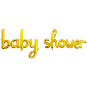 Baby Shower El Yazılı Folyo Balon Set Gold