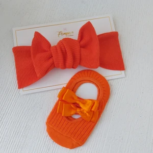 Pempem Bandana Kız Bebek Bandana Çorap Takim