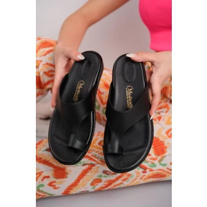 ARTI ARTI AYAKKABI ARTI-ARTI020-5001-01 Içi Hakiki Deri Ortopedik Topuk Dikeni Fonksiyonlu Siyah Terlik