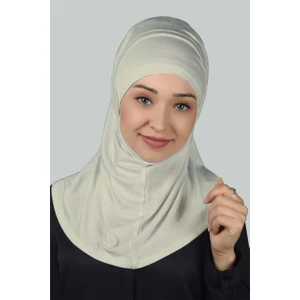 Ikili Set Pratik Eşarp Hazır Türban ve Hijab Tesettür Bonesi - Krem