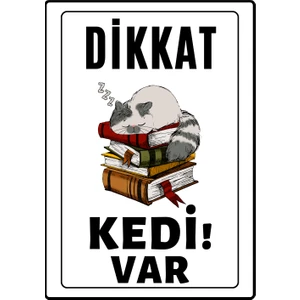 Emach Dizayn Dikkat Kedi Var Uyarı Ikaz Levhası Pvc Kaplama A4 Kitap Sever