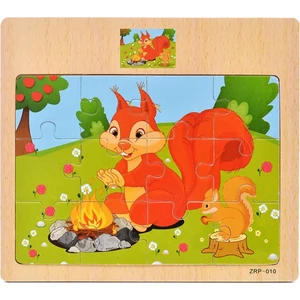 Sepeti Sincap Resimli Ahşap Çocuk Puzzle 12 Parça 15X17CM