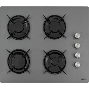 Vestel AO-65104 65 cm Gazlı Ankastre Ocak G-Dg 4 Gözü Cam Yüzeyli Modern Tasarım ile Şık
