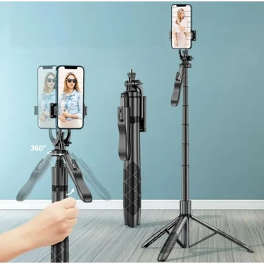 Coverzone Profesyonel Tripod ve Selfie Çubuğu L16 Bluetooth Uzaktan Kumandalı Cep Telefonu