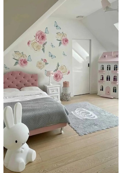 Rengarenk Kelebekler ve Soft Renk Peony Çiçekler Modern Duvar Sticker Seti fiyatları
