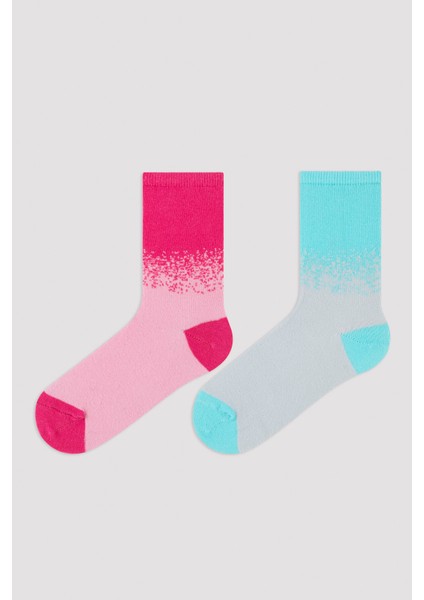 Kız Çocuk Ombre Desenli Renkli 2Li Soket Çorap