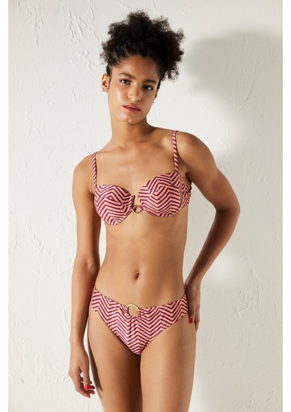Aurora Çizgi Desenli Straplez Balenli Bikini Üstü