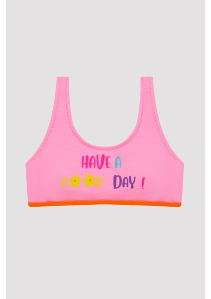 Genç Kız Çiçek Desenli Halter Bikini Takımı