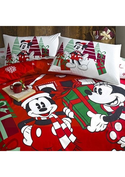 Disney Minnie&mickey Christmas Pamuk Çift Kişilik Nevresim Takımı