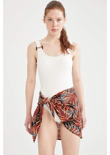 Regular Fit Baskılı Viskon Plaj Kıyafeti U3855AZ21SM