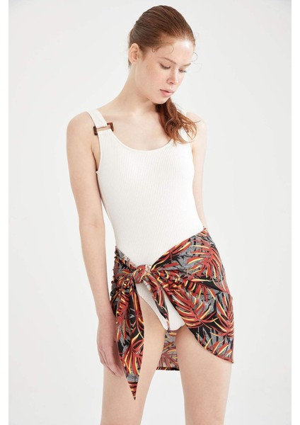 Regular Fit Baskılı Viskon Plaj Kıyafeti U3855AZ21SM fiyatları