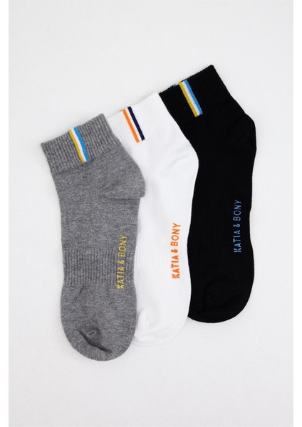 3'lü Paket Golf Unisex Step Çorap Siyah/beyaz/gri