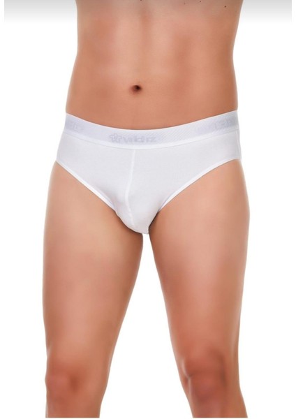 65 Erkek Beyaz Modal Kemerli Slip Tekli