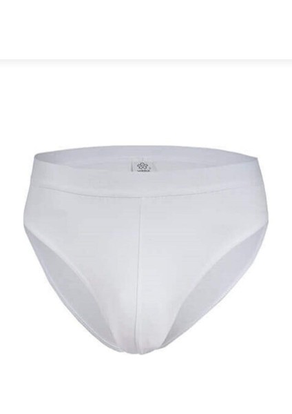 65 Erkek Beyaz Modal Kemerli Slip Tekli