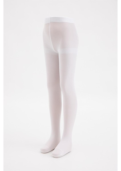 Kız Çocuk Mus Külotlu Çorap Beyaz