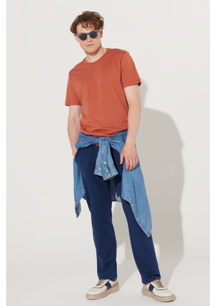 Erkek Açık Kahve Slim Fit Dar Kesim %100 Pamuk Bisiklet Yaka Tişört fiyatları