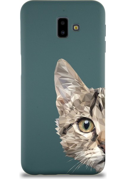 Samsung Galaxy J6 Plus Uyumlu Lansman Kılıf Catface Tasarımlı Içi Kadife Kapak