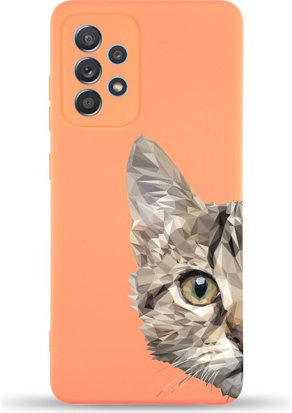Samsung Galaxy A52 Uyumlu Lansman Kılıf Catface Tasarımlı Içi Kadife Kapak