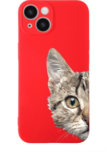 Apple iPhone 14 Plus Uyumlu Lansman Kılıf Catface Tasarımlı Içi Kadife Kapak