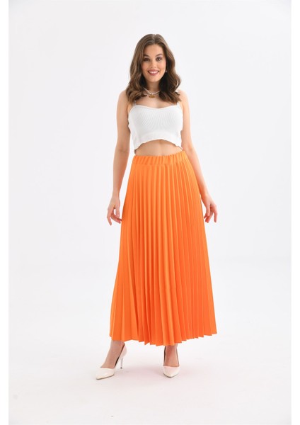 Kadın Plise Etek Orange 30390 fırsatları