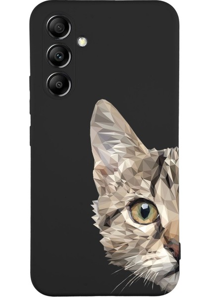 Samsung Galaxy A14 Uyumlu Lansman Kılıf Catface Tasarımlı Içi Kadife Kapak