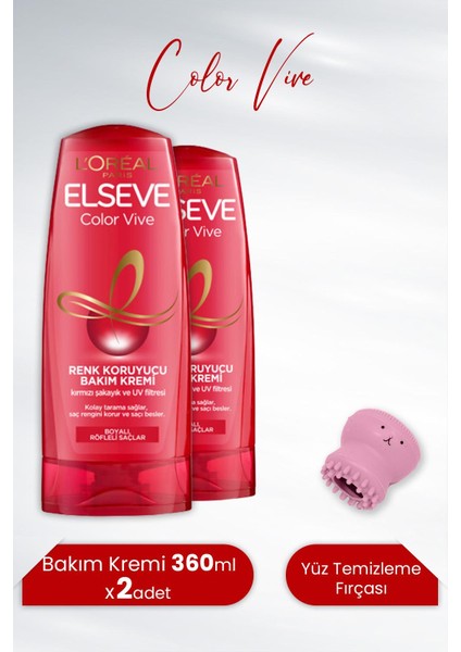 Color Vive Renk Koruyucu Bakım Kremi 360 Ml X 2 Adet Ve Tarko Yüz Temizleme Fırçası Pembe