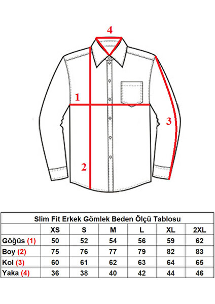 Beyaz Yaka Içi Siyah Dar Kesim Slim Fit Uzun Kol Düz Renk Erkek Gömlek  - 152-1 /151