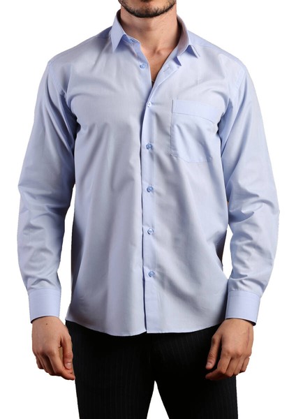 Mavi Rahat Kesim Cepli Uzun Kol Regular Fit Erkek Gömlek - 150-5