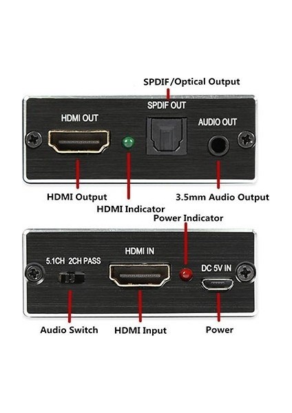 Hdmı to Hdmı Audio Optik 3D 4K Ve 2K Metal Hdmı Ses Ayırıcı