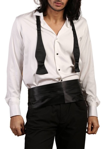Krem Ekstra Uzun Kol 8 Drop Damatlık Ata Yaka Kol Düğmeli Slim Fit Smokin Gömlek - 014 fiyatları