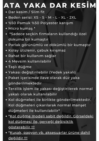 Krem Siyah Taş Düğmeli Damatlık Ata Yaka Kol Düğmeli Slim Fit Smokin Gömlek - 007 indirimleri